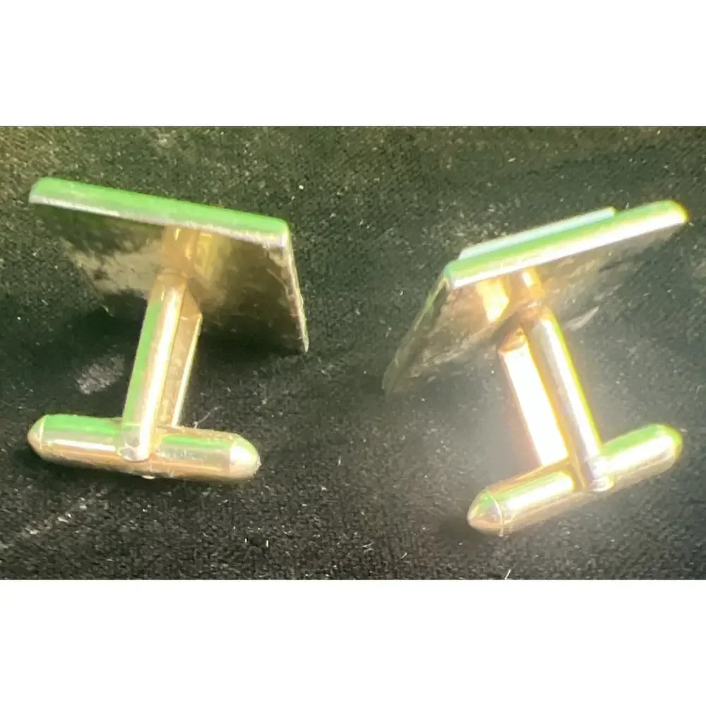 Vintage Mens Cufflinks Mother Of Pearl Gold Tone Rectangle Retro Framed